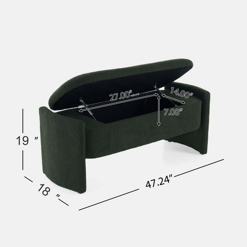Simple Long shaped Ottoman Bench, Dark Green