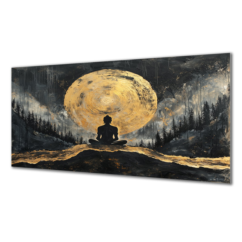«Hindouisme méditation se connectant à la forêt II» - Art mural imprimé de l'hindouisme, H 28 po x l 60 po