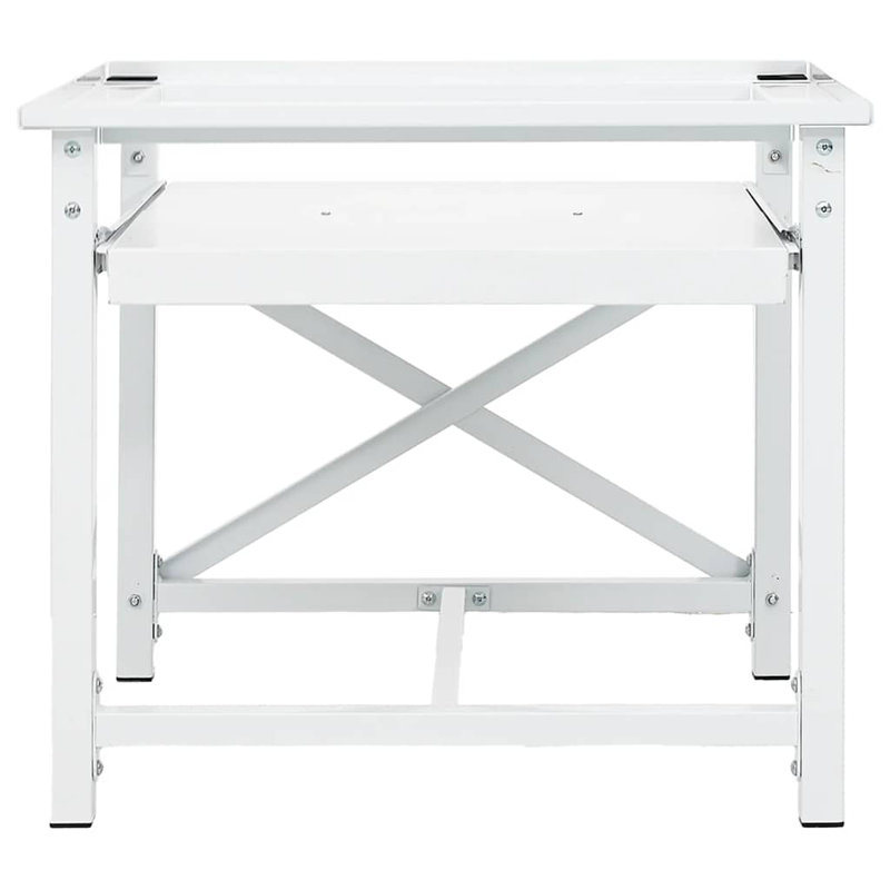 Washing Machine Pedestal with Pull-Out Shelf White