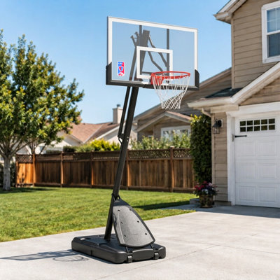 IGL Portable Basketball Hoop Outdoor with 54"PC Backboard and Adjustable Height from 7.5 to 10ft, Basketball Goal for Backyard, Driveway and Residenti