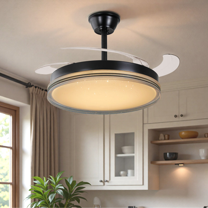 Ventilateur de plafond 42 "rétractable avec lumières, réversible silencieux 6 vitesses 3 cct pour chambre noire