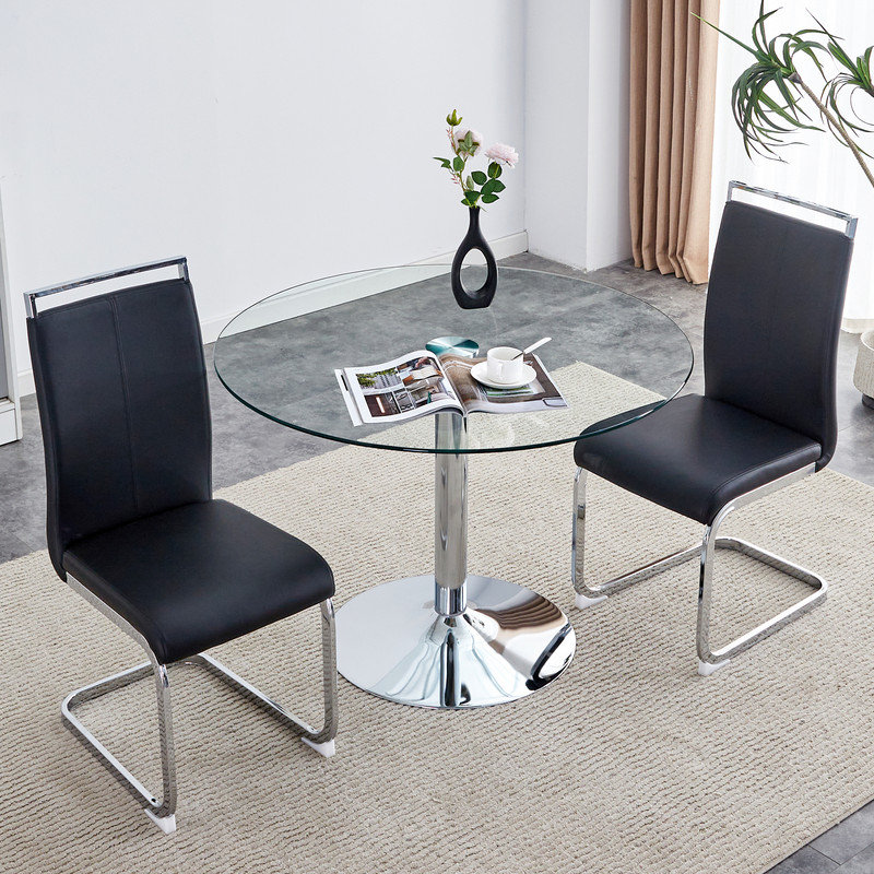 Ivy Bronx 3-Piece Round Glass Top Pedestal Dining Set - Wayfair Canada