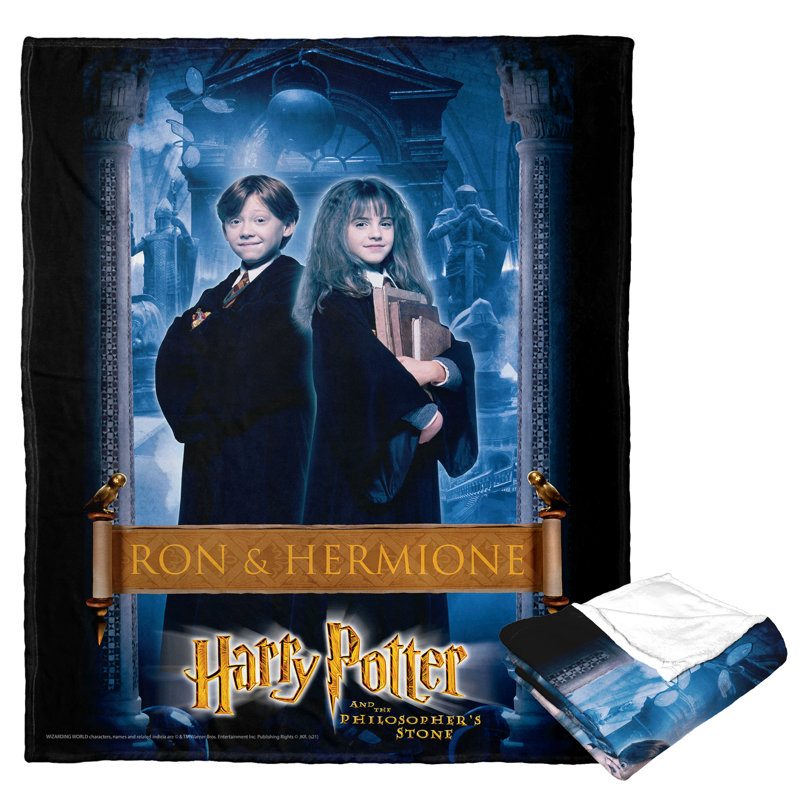Warner Bros. Harry Potter Ron And Hermione Silk Touch Throw Blanket, Wizarding Duo Fleece, 50x60 Inches