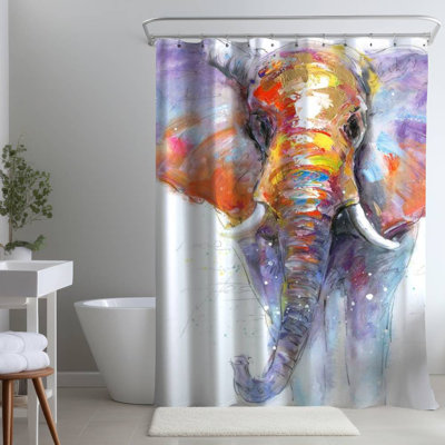 Shower Curtain AN54 – Polyester Shower Curtain, Dye Sublimation Print, 71" W × 74" L