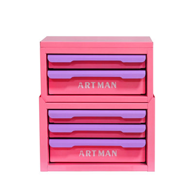 Boîte de rangement de bureau de style tiroir, outil magique d'organisation de poste de travail de bureau, support de rangement de bureau, armoire de rangement pour cosmétiques - {rose-mauve-, 2 + 3 couches}