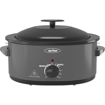 Four électrique 6 en 1 8 QT avec mijoteuse et rôtissoire, couvercle à arrosage automatique, poêle antiadhésive - Gris