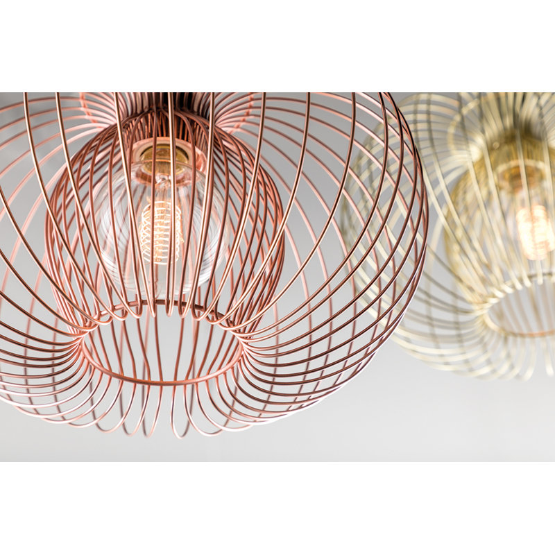 Luminaire suspendu géométrique unique à 1 lumière Jasmine, Laiton poli, H 11 po x l 12 po x P 12 po
