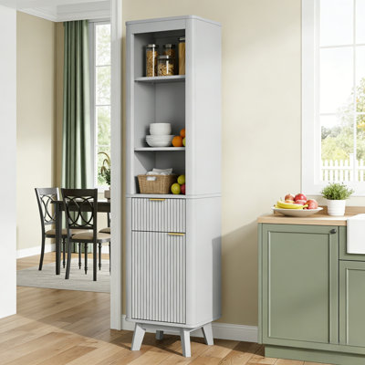 Armoire de rangement pour salle de bain de 68 po de hauteur avec tablettes réglables et un tiroir et une porte, armoire de rangement pour salle de bain, salon, entrée et cuisine