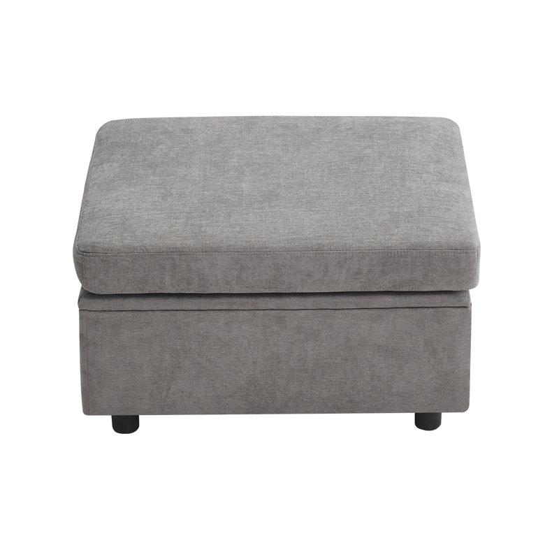30" Wide Chenille Upholstered Storage Ottoman For Modular Sectional Sofa, Light Grey