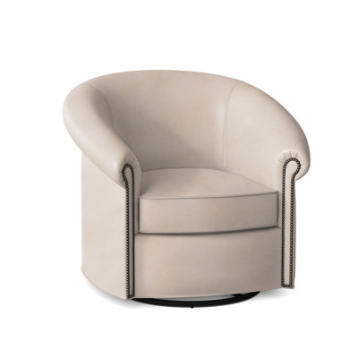 Fauteuil demi-tonneau pivotant en cuir véritable de 88,9 cm Stellan