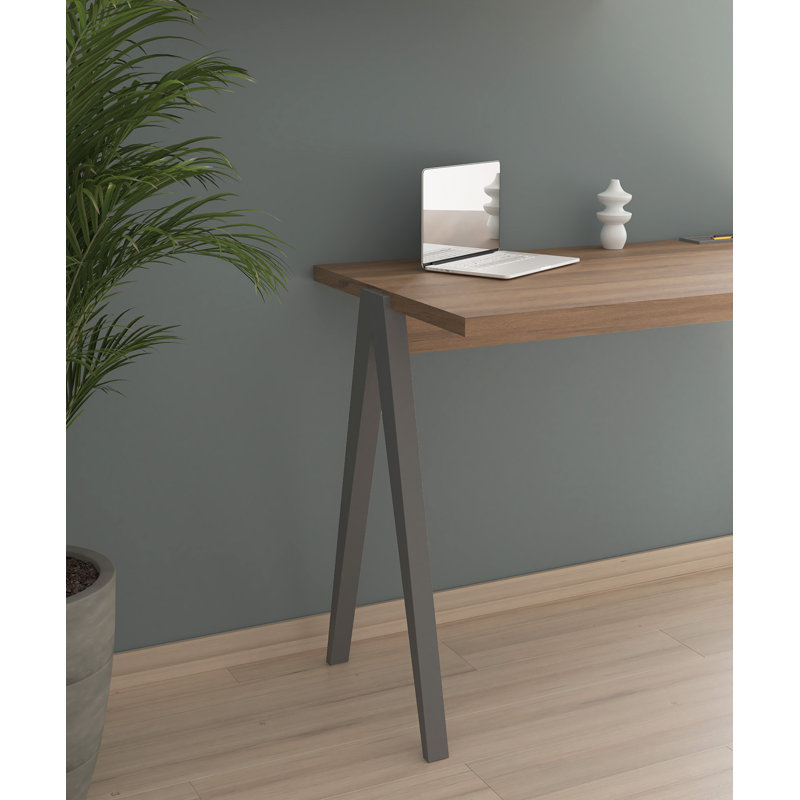 Gundrath Solid Wood Writing Desk, Grey, Walnut