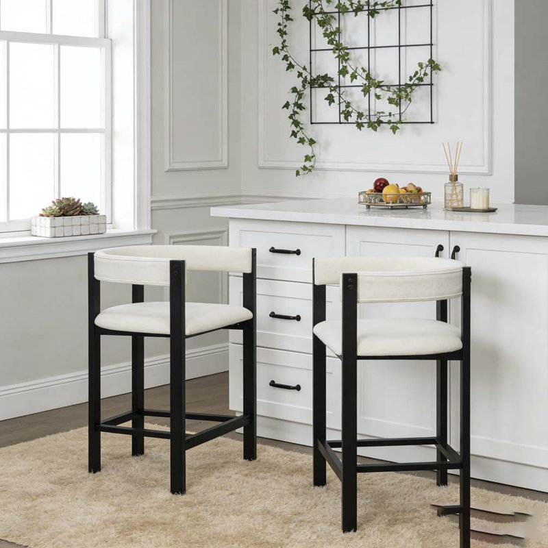 TABOURET DE COMPTOIR, Beige + noir