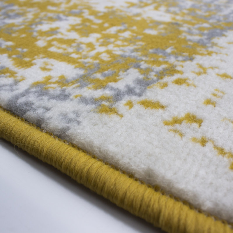 Caliah Machine Woven Ochre/Grey Indoor Rug, Rectangle 60 x 110cm