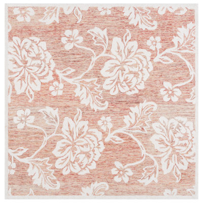 Tapis intérieur / extérieur en laine / coton touffeté à la main Amaure 757 - rouille / ivoire