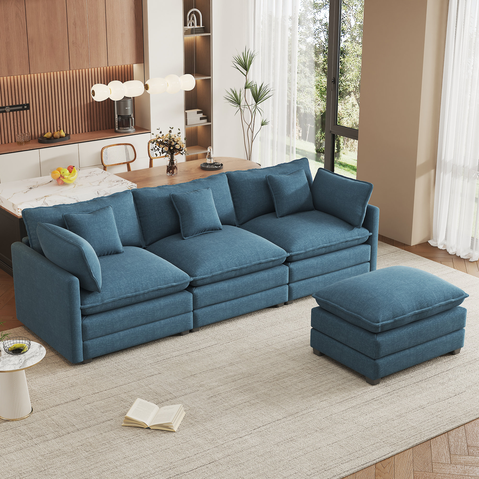 Latitude Run® Modular Sectional Sofa L Shaped Couch Set 3-seater Cloud ...