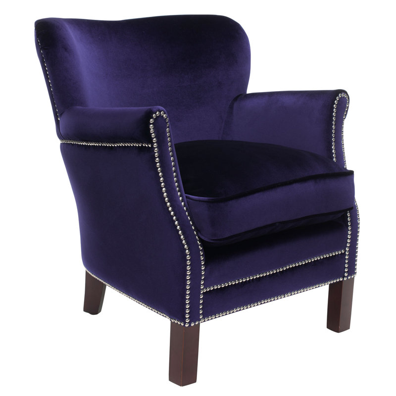 Fauteuil de 27 po de largeur Lussan, Velours bleu, Brun