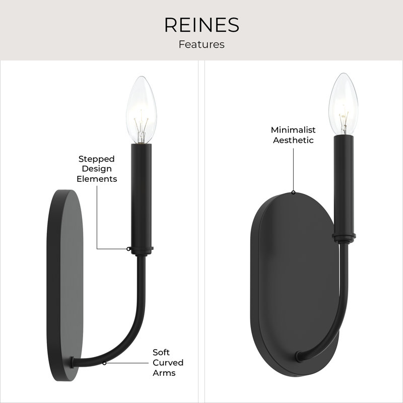 Reines Matte Black 1-Light Wall Sconce, Matte Black