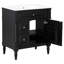 Meuble-lavabo de 30 po avec lavabo, armoire de salle de bain autoportante noire avec tiroir rabattable et tablette réglable, structure en bois d'hévéa massif, panneaux de fibres à densité moyenne et poignées en métal-629345712