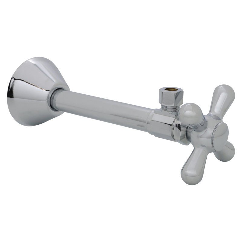 Robinet d'arrêt en forme de croix avec poignée d'arrêt en croix 1/2 "x 3/8" DO, Chrome poli