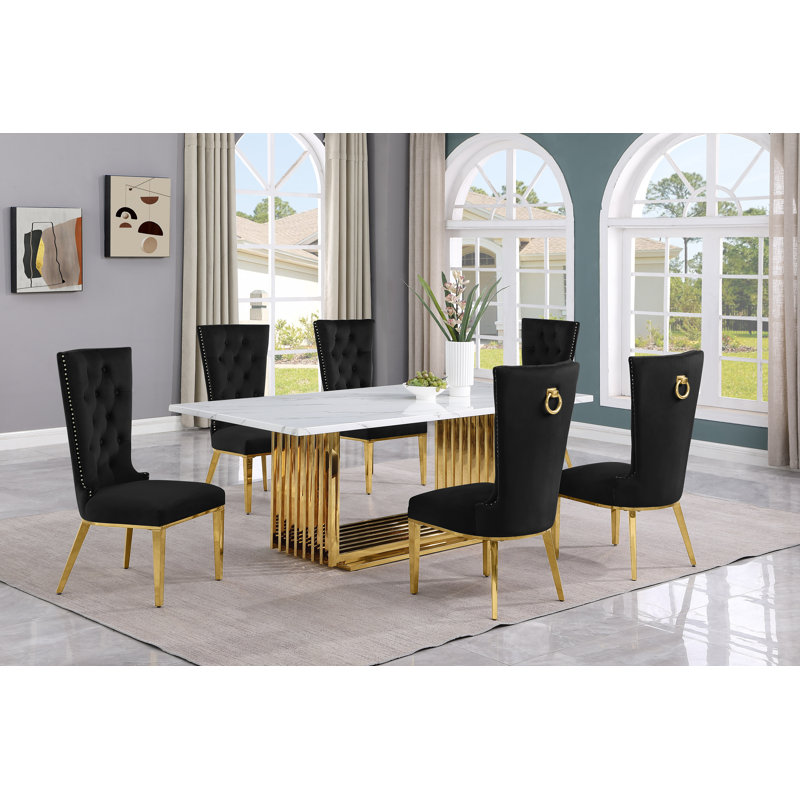 Ensemble repas Barkhamsted, 7, Noir et or, Or