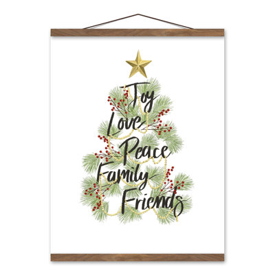 Christmas Tree Words Script - Unframed Textual Art on Canvas