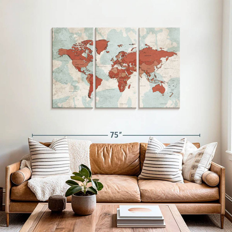 Keiri Aged World Map XII, 36" H x 57" W