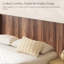 Tête de lit en noyer pour grand lit, style à oreilles avec panneau cannelé mural et détails 3D, surface réaliste, assemblage rapide en bois d'aspect moderne, stable à assembler-973060580-973060602