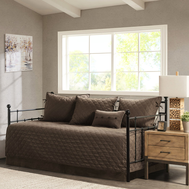 Collection de literie pour lit de jour - brun, simili suède, style rustique