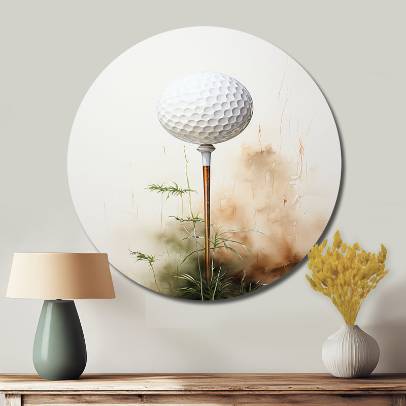 Minimalisme, t-shirts de golf - art sportif rond en métal, H 36 po x l 36 po