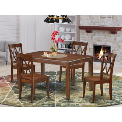 Ensemble de mobilier de salle à manger 5 pièces comprenant une table de cuisine rectangulaire et 4 chaises de salle à manger, acajou   