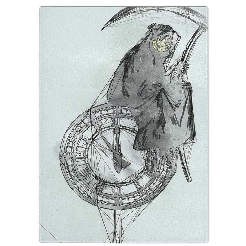 Tempered Glass Grin Reaper Chopping Board, 28.5 cm W x 39 cm L