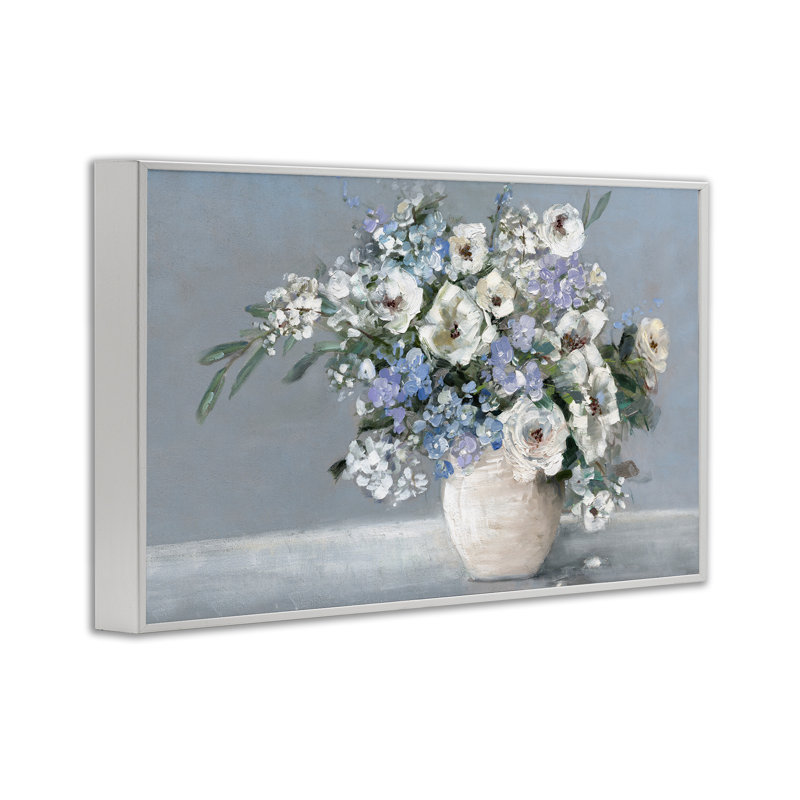Giclée encadrée bleue, par Sally Swatland, H 20 po x l 30 po, Giclée encadrée blanc bord de mer