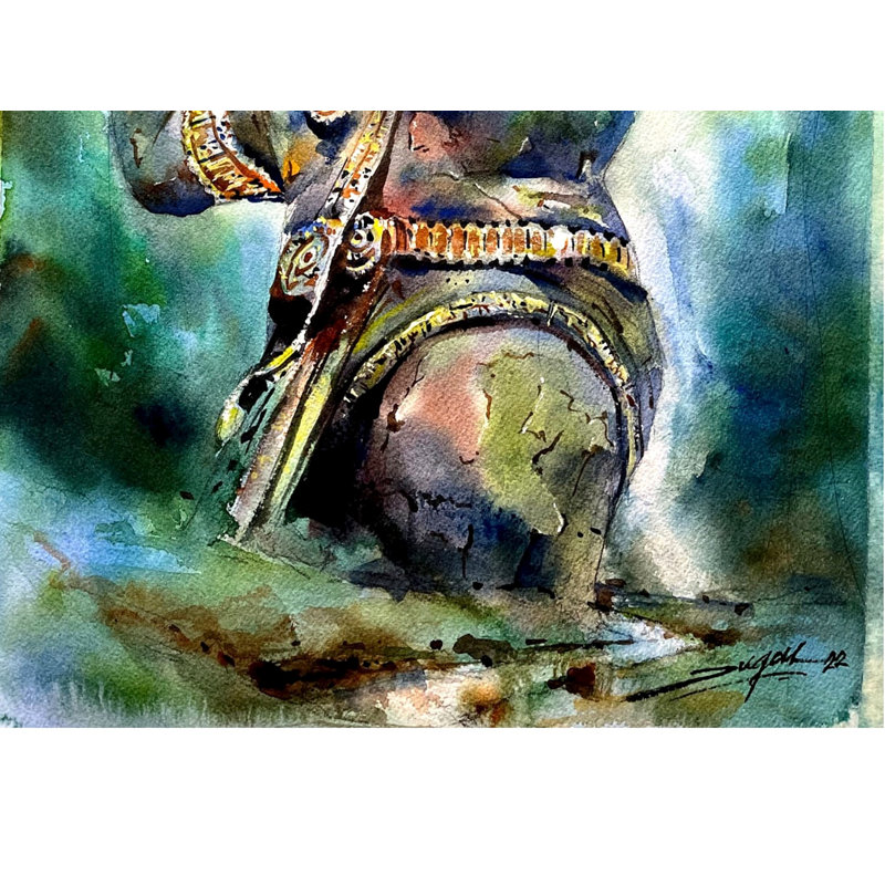 Pawan Putra Hanuman | Aquarelle | Peinture de Jugal Sarkar