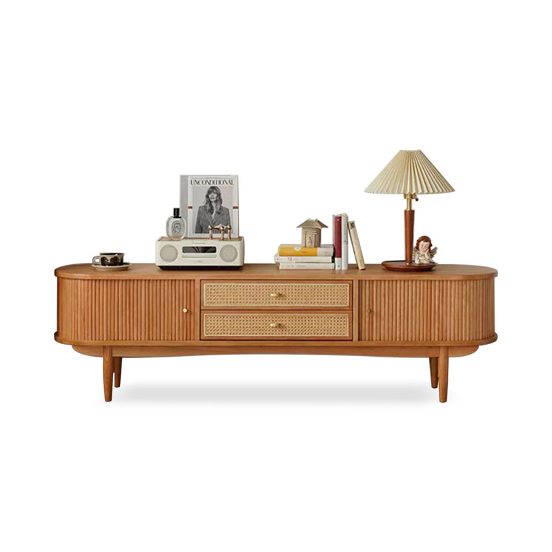 Meuble télé en bois de cerisier, H 20,47 po x l 70,87 po x P 15,75 po