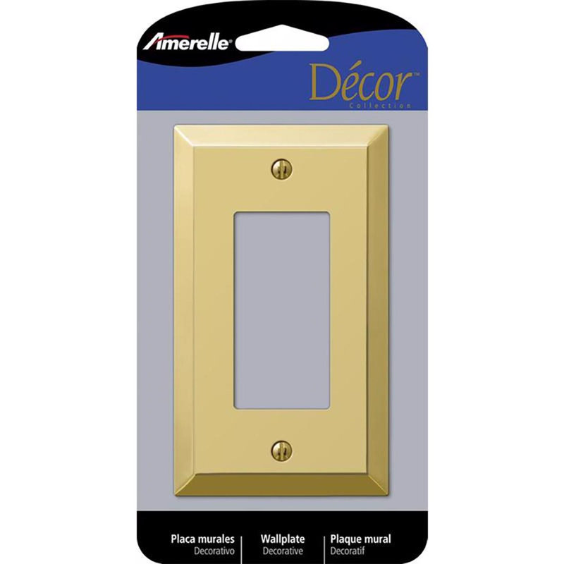 Amerelle Century Polished Brass 1 gang Metal Decorator Wall Plate 1 pk