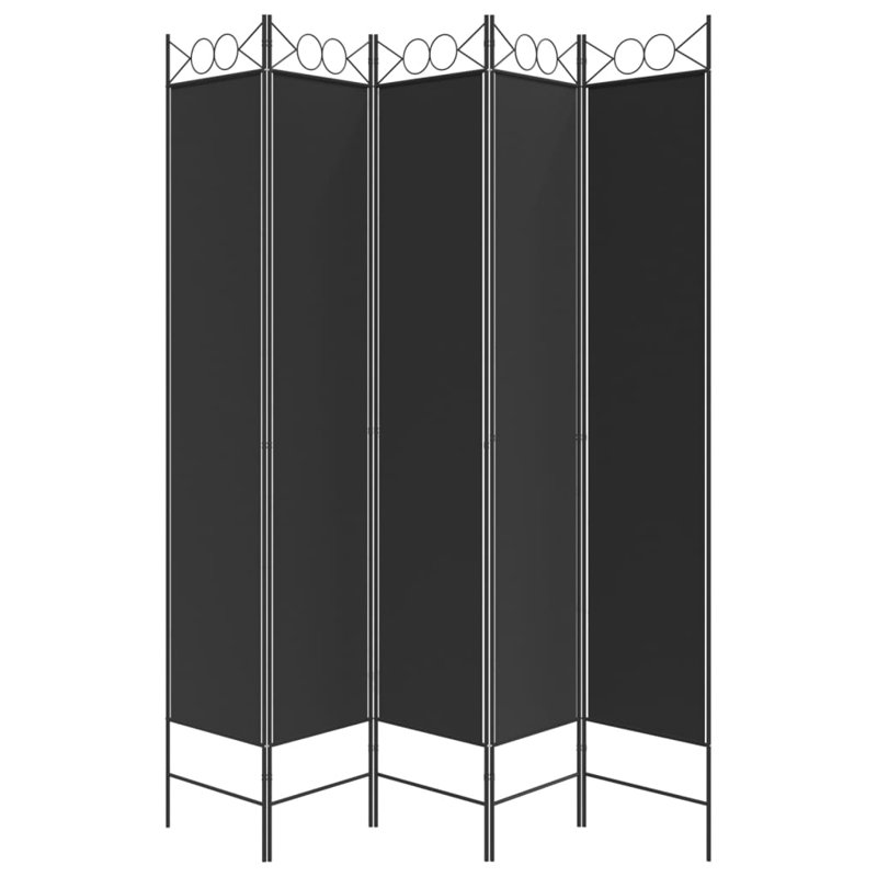 Casida Folding Room Divider, Black, 5, 200 x 200 cm