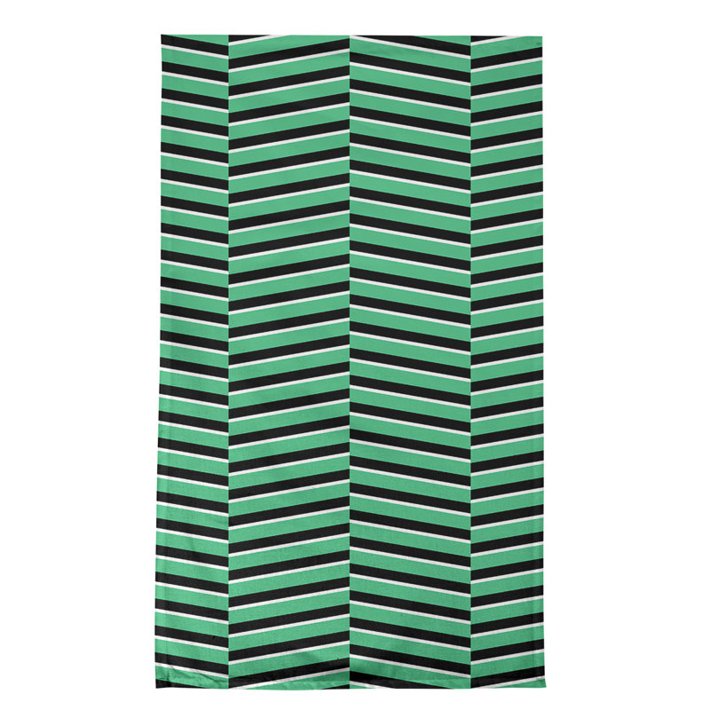 Torchon à rayures fracturées, Vert/noir, Polyester sergé