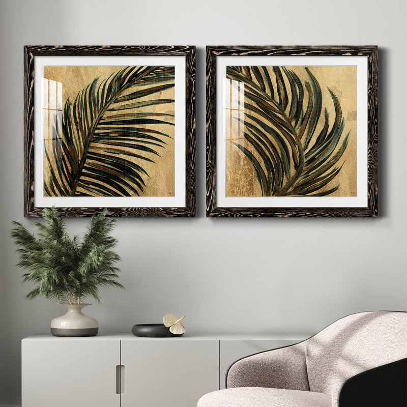 Lush Palm I - ensemble de 2 cadres photo, Cadre noir, H 31,5 po x l 63 po x P 1,5 po