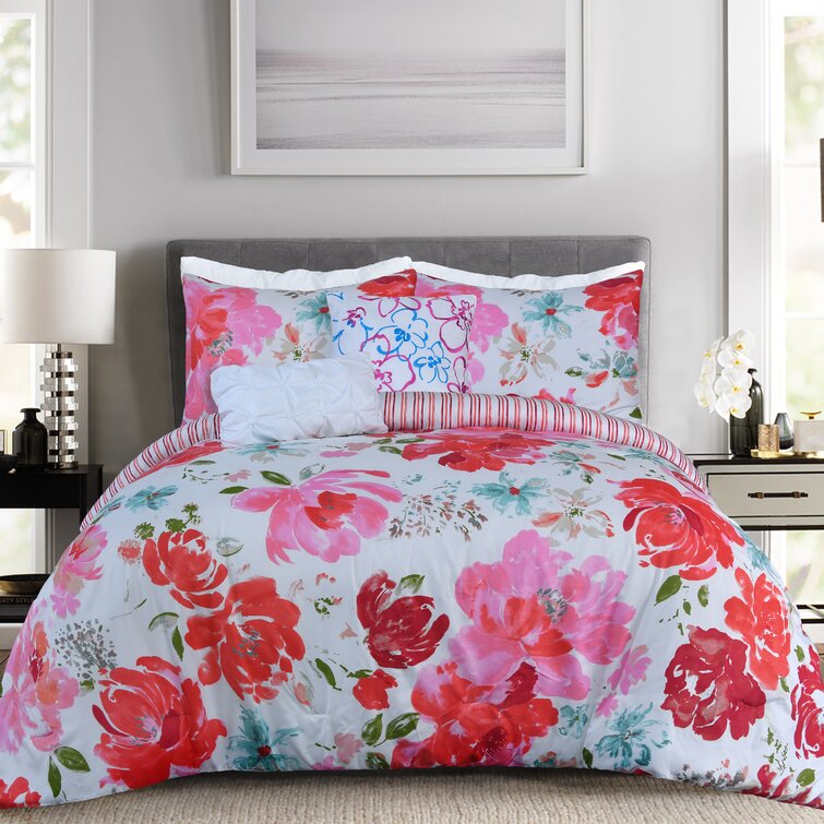 Simply Shabby Chic Bouquet Rose 3-Piece Soft Washed Microfiber Comforter  Set, Twin