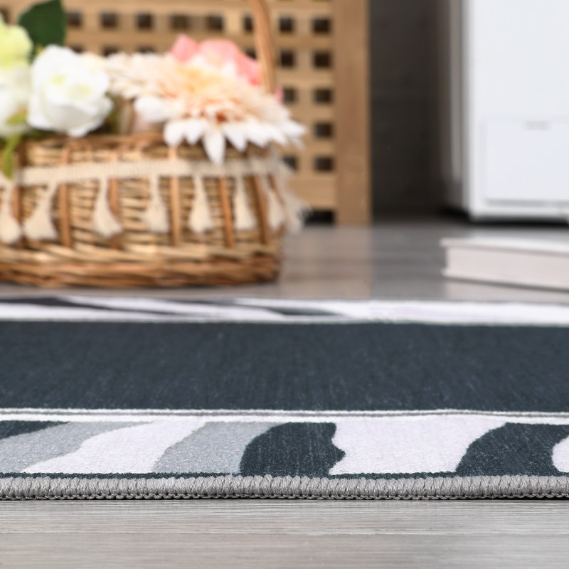 8x10ft Area Rug, Gray Washable Rug, Bordered Entryway Rug, For Home Modern Bedroom Rug, Non-Slip Low Pile Carpet, Foldable Kitchen Rugs for Office, Dining, Bathroom