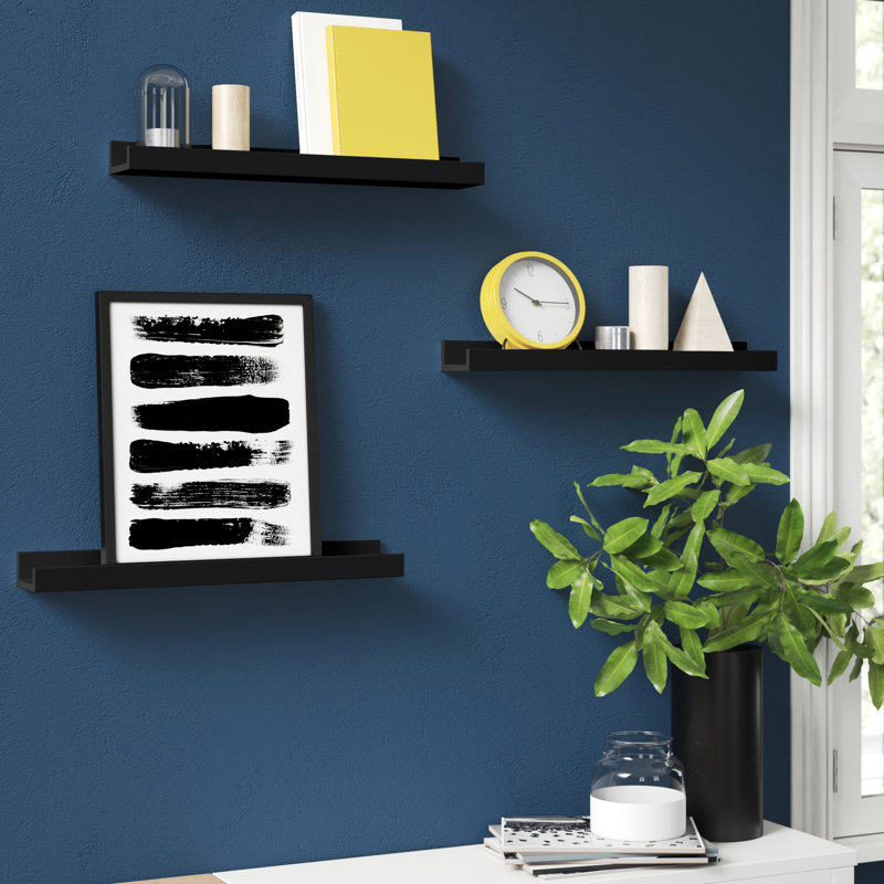 Jaykon 3 Piece Picture Ledge Wall Shelf, Black