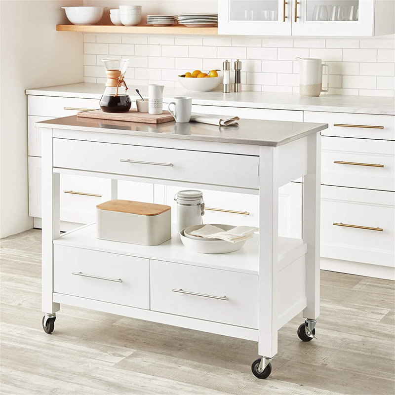 Chariot de cuisine polyvalent en acier inoxydable avec de nombreuses options de rangement