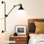 Lampe murale à DEL articulée industrielle noire avec abat-jour en métal Davit
