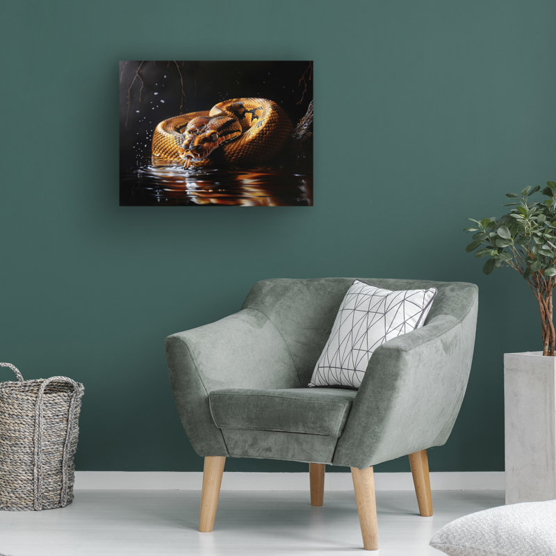 Art sur toile Momart Python réticulé dans l'eau en embuscade 1, H 14 po x l 19 po