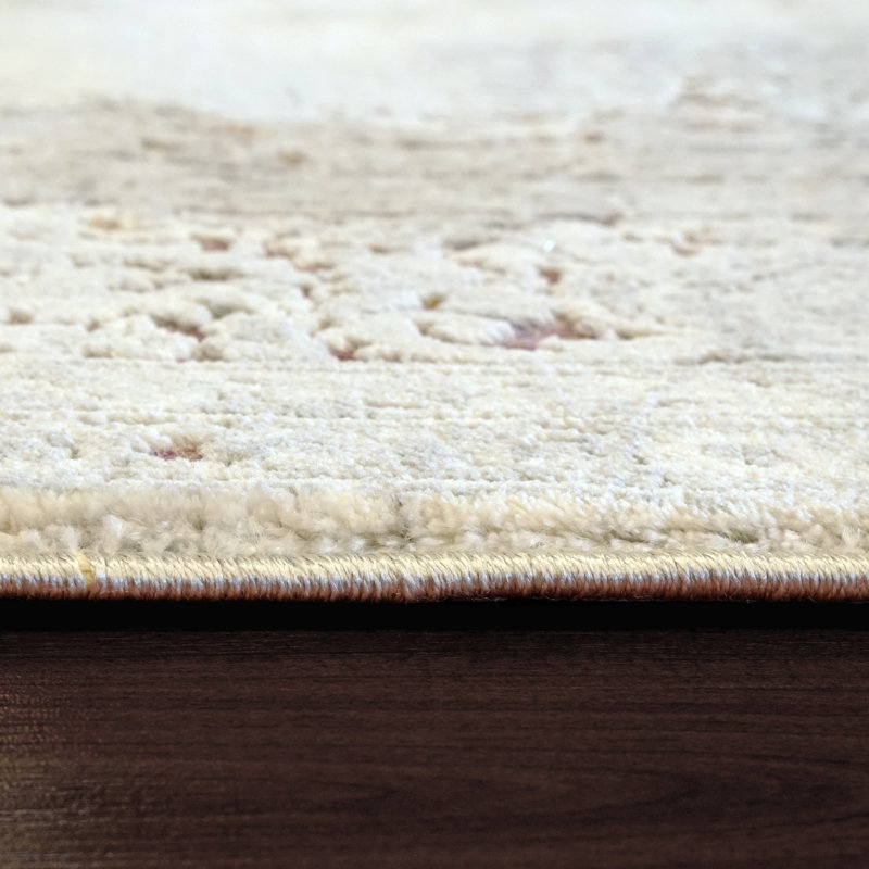 Tapis ivoire/rouge/bleu Malbon, Rectangle 7 pi 10 po x 10 pi 10 po