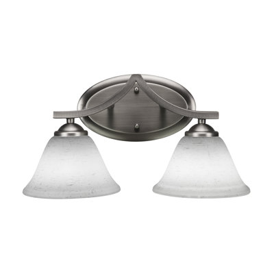 Barre d'éclairage de salle de bain 2 lumières Zilo au fini graphite avec verre bleu italien de 7 po