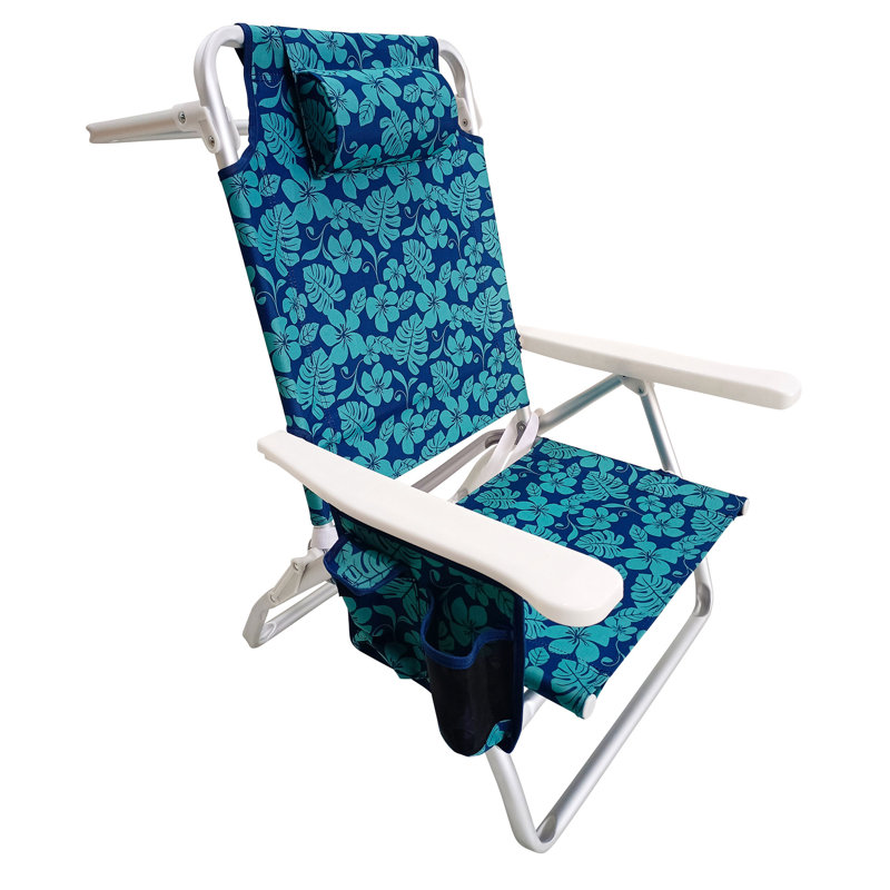 Chaise de plage pliante Bliss Hammocks, sac à dos inclinable avec porte-serviettes, fleur