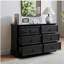 Commode de chambre Ã  coucher de style fermier moderne Ã  6 tiroirs, commode de chambre Ã  coucher en bois avec 6 tiroirs de rangement, commode de chambre Ã  coucher noire-1013967885