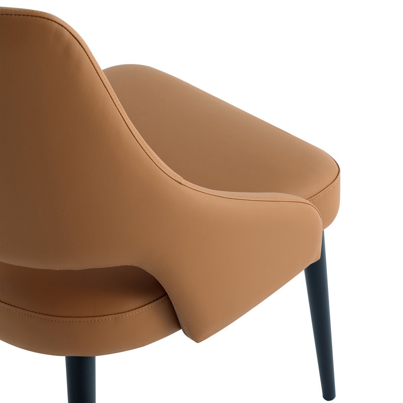 Tremont Modern Vegan Leather Upholstered Metal Dining Chair in Saddle, Saddle, 1