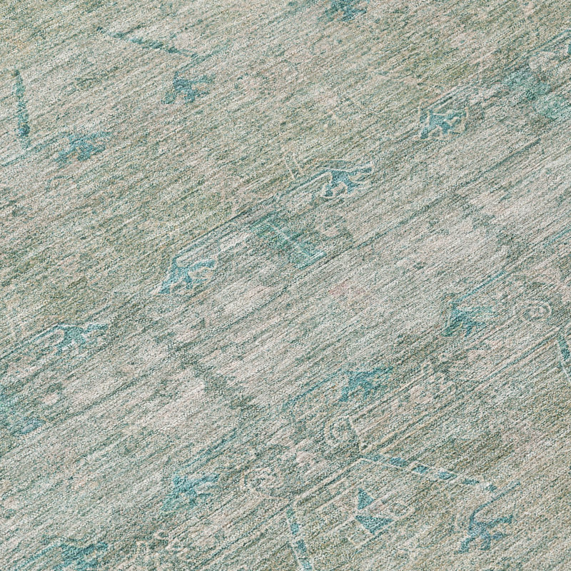 Machine Washable Indoor/Outdoor Chantille ACN2724 Global Rug, Teal, 3' x 5'